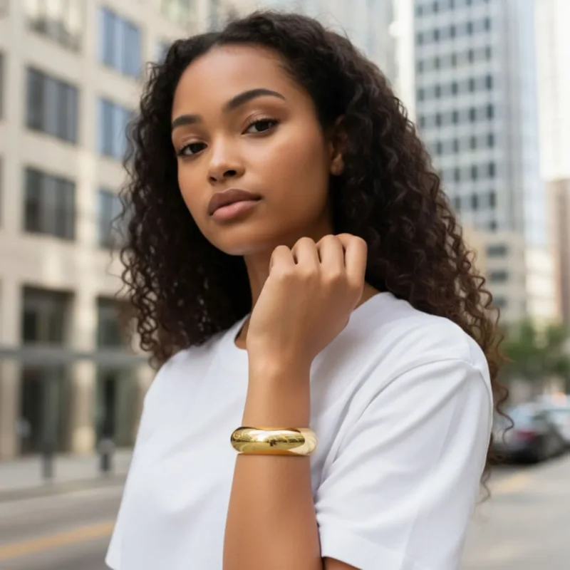 Pulsera De Oro Óvalo Dorado