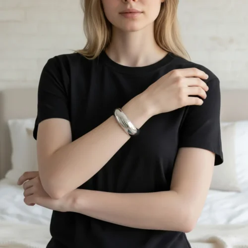 Pulsera De Oro Óvalo Plateado