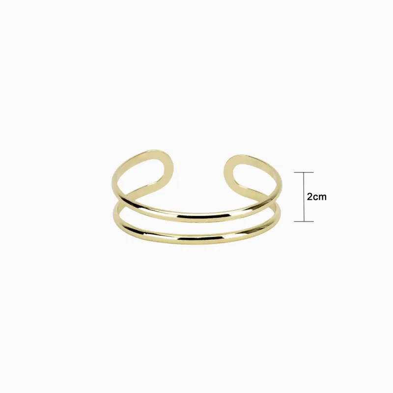 Pulsera De Oro Rígida Abierta Doble
