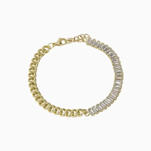 Pulsera De Oro Tenis Blanco Brillante