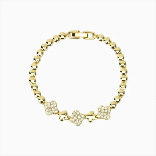 Pulsera De Oro Trébol Brillante