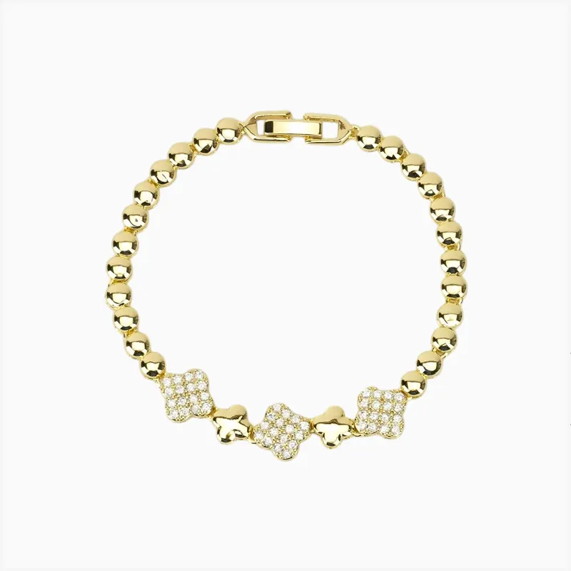 Pulsera De Oro Trébol Brillante