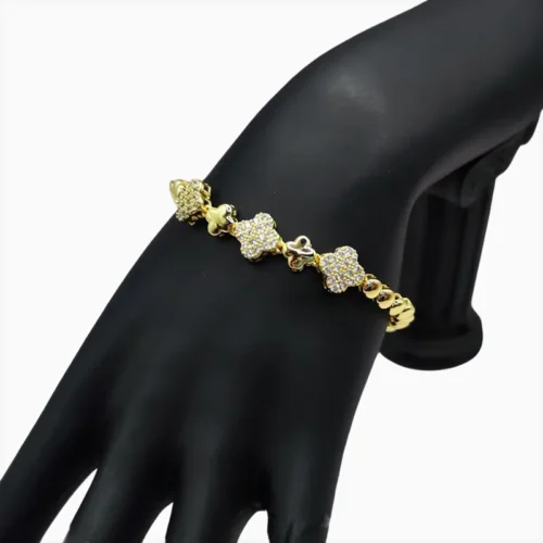 Pulsera De Oro Trébol Brillante