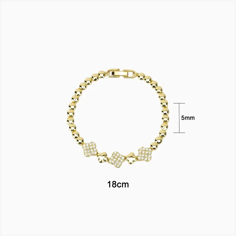 Pulsera De Oro Trébol Brillante