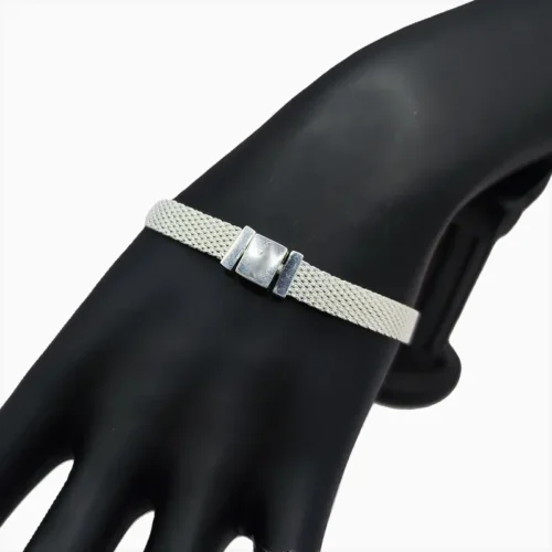 Pulsera De Plata Cinturon Plateado