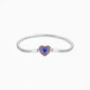 Pulsera De Plata Corazón Brillante Azul