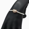 Pulsera De Plata Corazon Brillante Rosa
