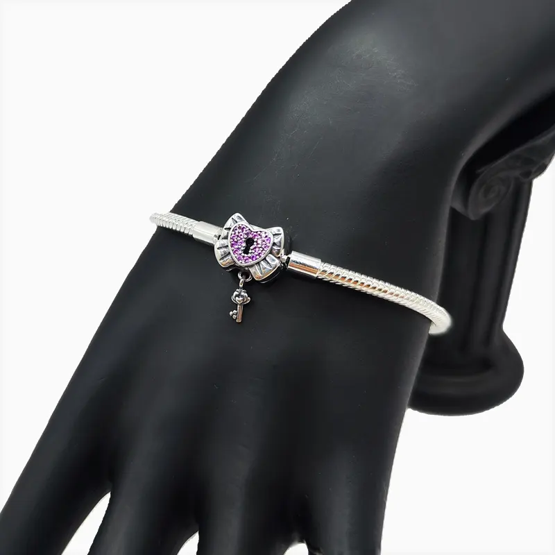 Pulsera De Plata Corazón Candado