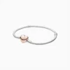 Pulsera De Plata Corazon Liso Rosa