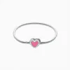 Pulsera De Plata Corazón Rosa