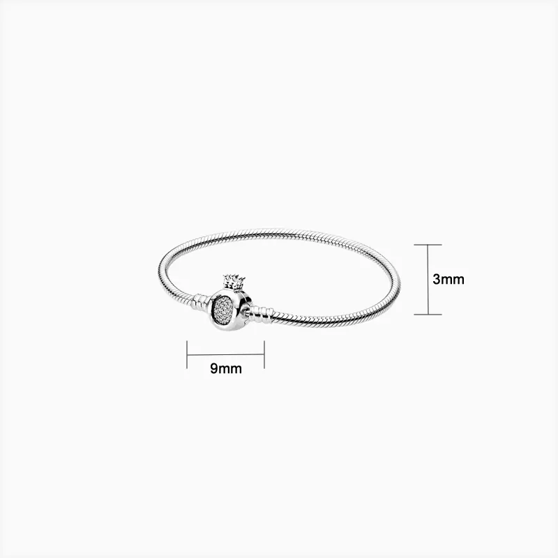 Pulsera De Plata Corona Reina Plateada