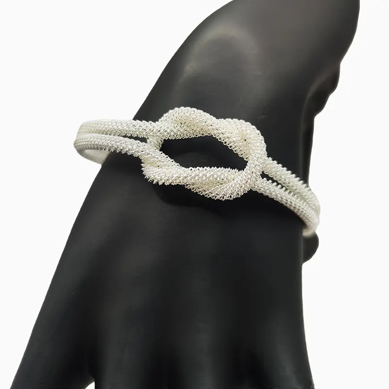 Pulsera De Plata Cuerda Brillante