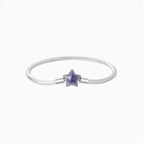 Pulsera De Plata Estrella Morada