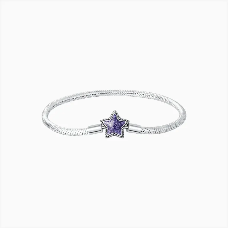Pulsera De Plata Estrella Morada