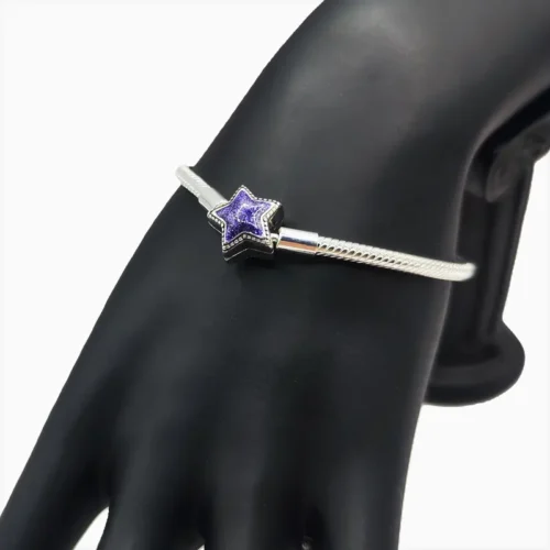 Pulsera De Plata Estrella Morada
