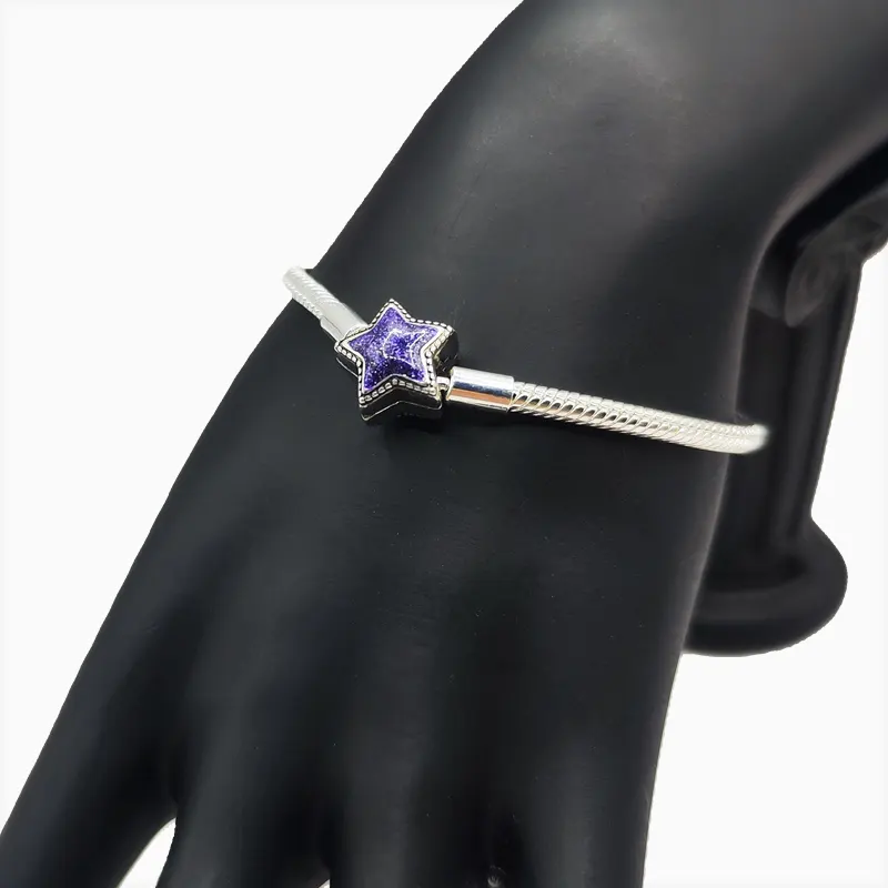 Pulsera De Plata Estrella Morada