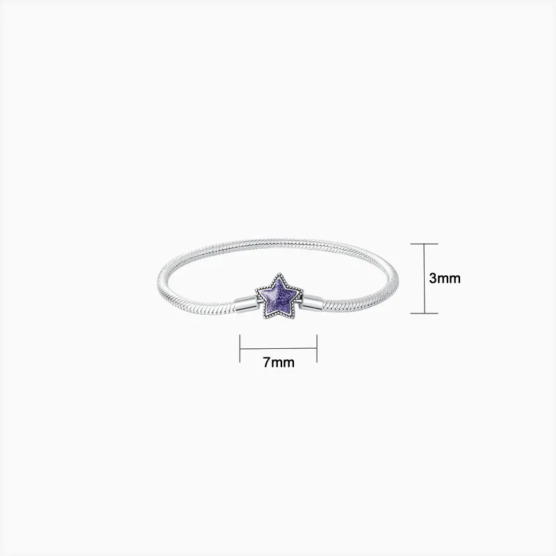 Pulsera De Plata Estrella Morada