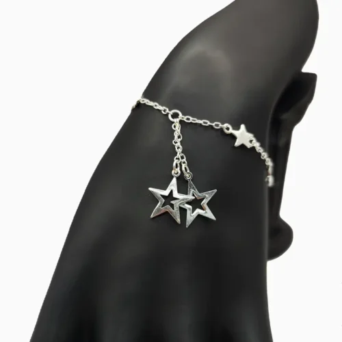 Pulsera De Plata Estrellas Brillantes