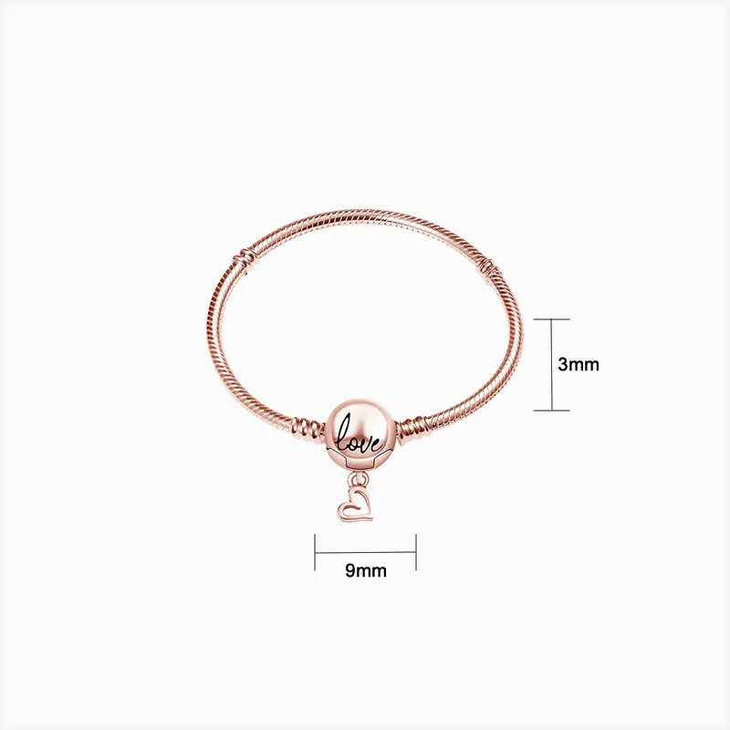 Pulsera De Plata Love Rosa