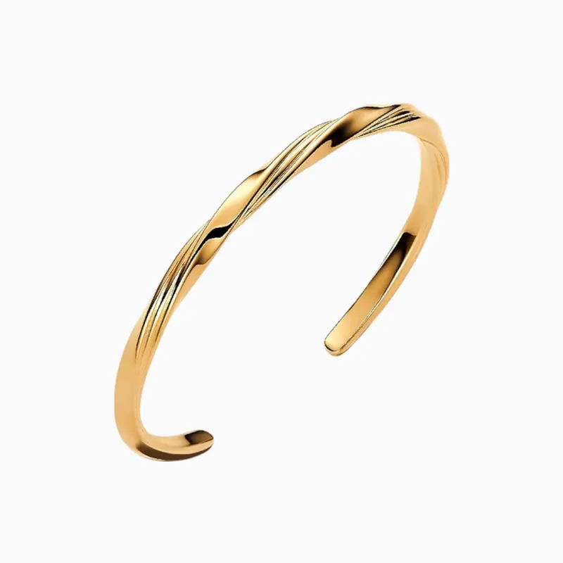 Pulsera De Plata Rígida Abierta Entrelazada