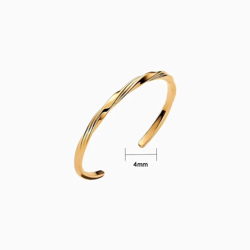 Pulsera De Plata Rígida Abierta Entrelazada