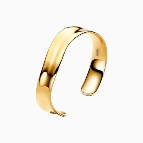 Pulsera De Plata Rígida Abierta Orgánica