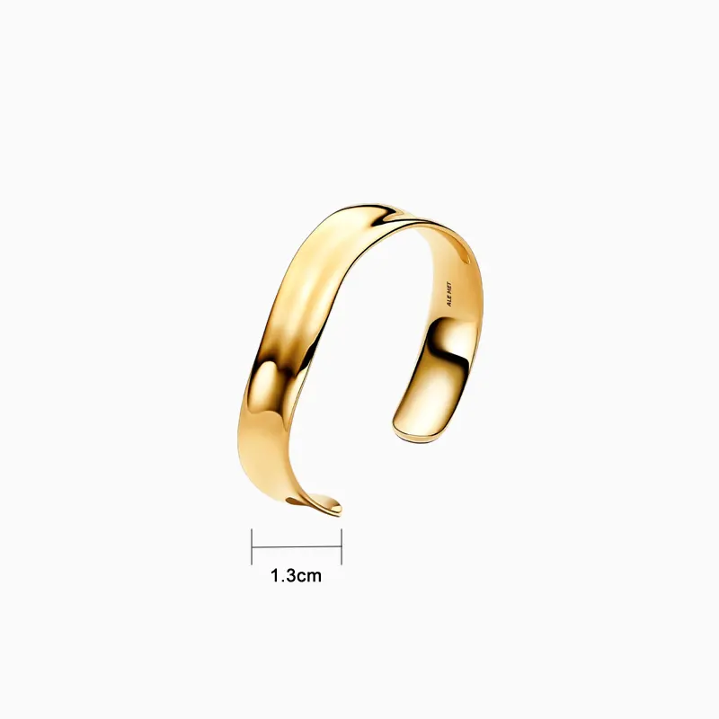 Pulsera De Plata Rígida Abierta Orgánica