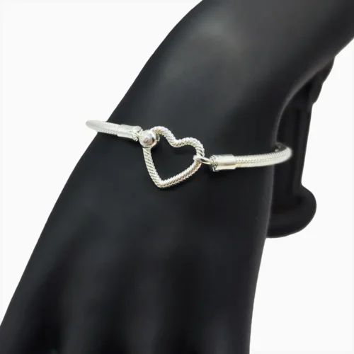 Pulsera De Plata Seguro Corazón Plata