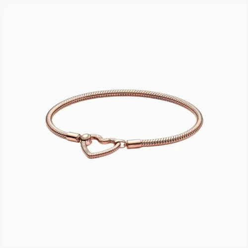 Pulsera De Plata Seguro Corazón Rosa
