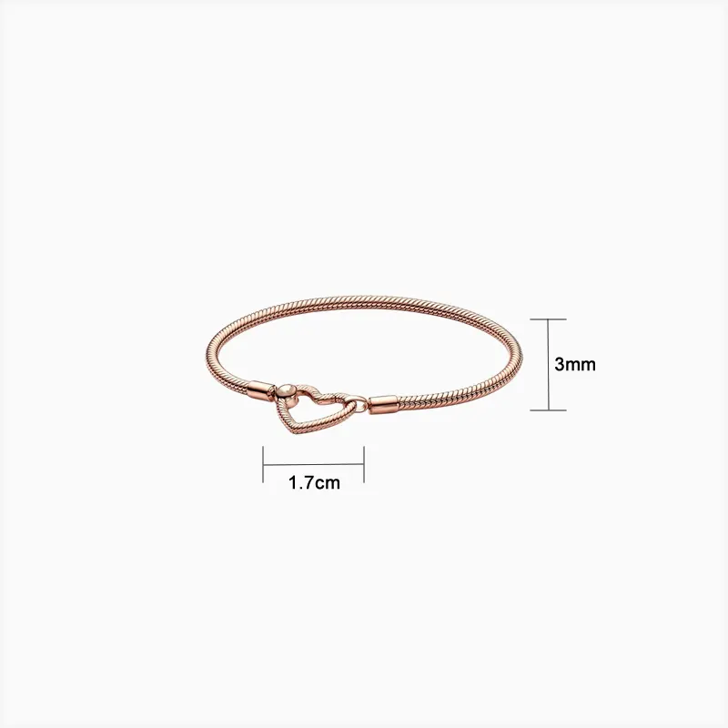 Pulsera De Plata Seguro Corazón Rosa