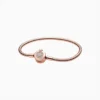 Pulsera De Plata Seguro Corona Rosa