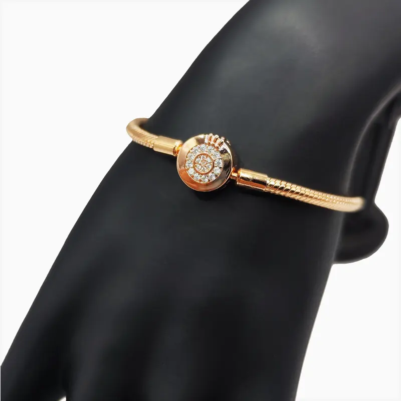 Pulsera De Plata Seguro Corona Rosa