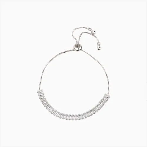 Pulsera De Plata Tenis Deslizante Brillante Pulsera De Plata Tenis Deslizante Brillante