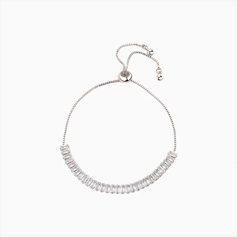 Pulsera De Plata Tenis Deslizante Brillante Pulsera De Plata Tenis Deslizante Brillante