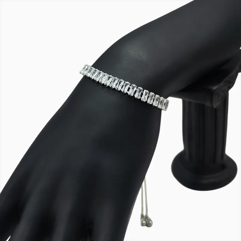 Pulsera De Plata Tenis Deslizante Brillante Pulsera De Plata Tenis Deslizante Brillante