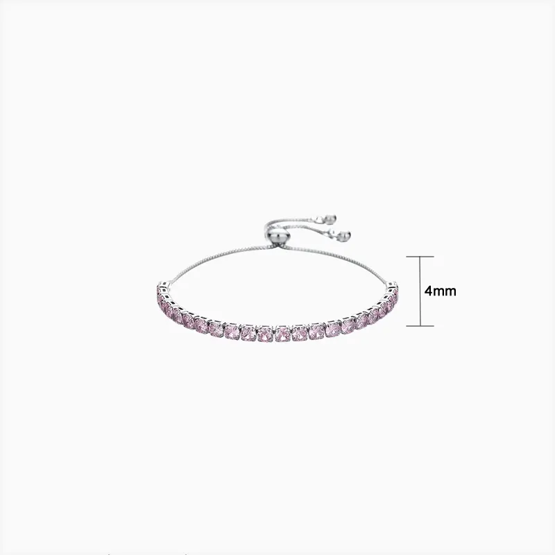 Pulsera De Plata Tenis Deslizante Rosa Pulsera De Plata Tenis Deslizante Rosa