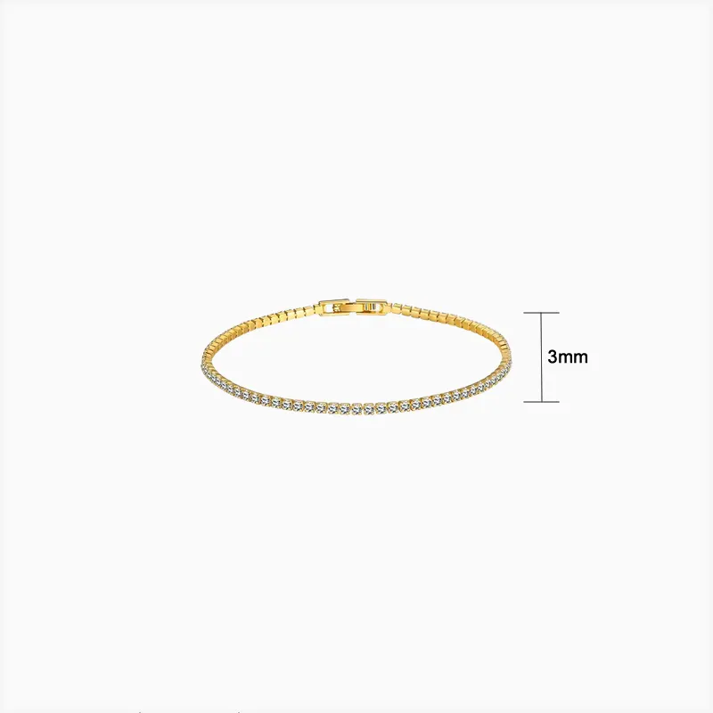 Pulsera De Plata Tenis Dorado Pulsera De Plata Tenis Dorado