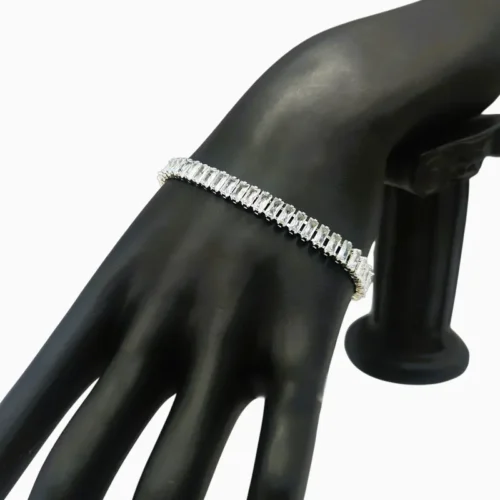 Pulsera De Plata Tenis Rectángulo Brillante