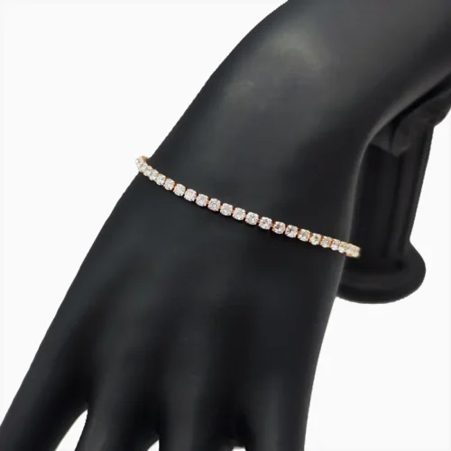 Pulsera De Plata Tenis Rosa