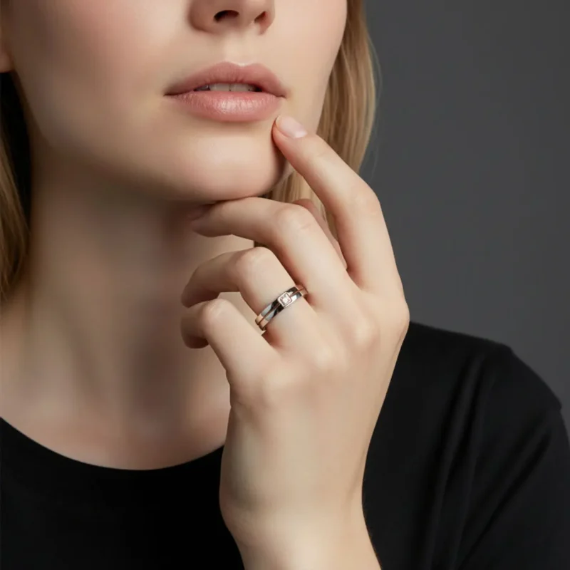 Anillo De Acero Amor Brillante