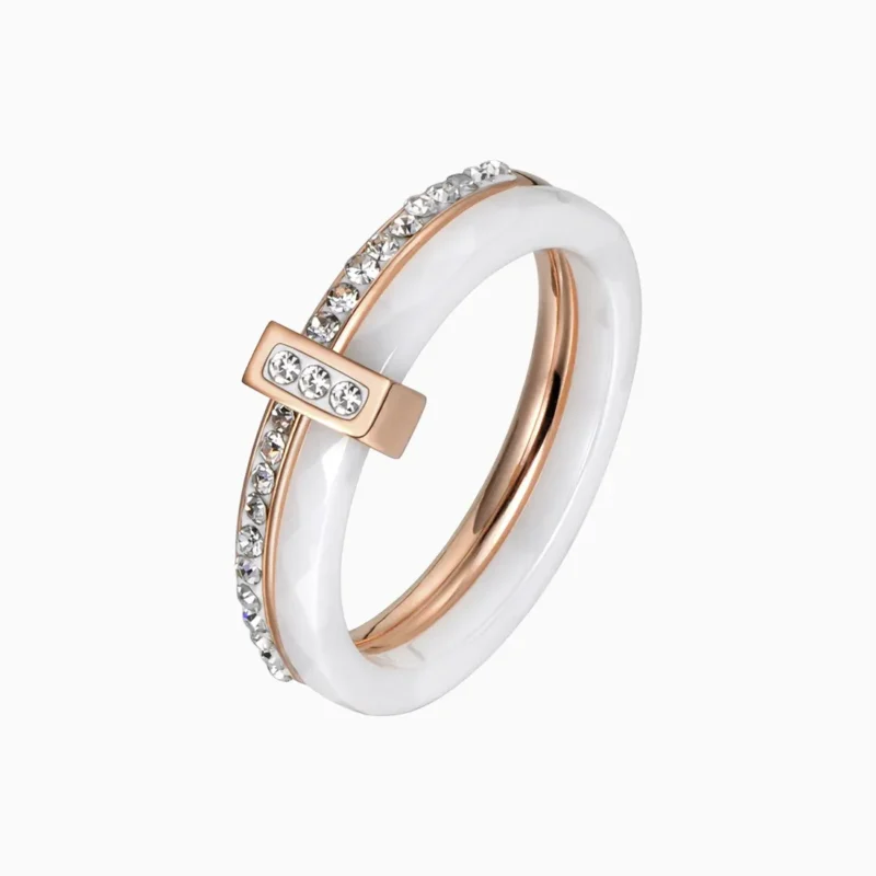 Anillo De Acero Doble Banda T Blanco