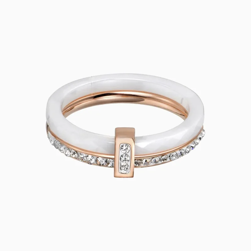 Anillo De Acero Doble Banda T Blanco