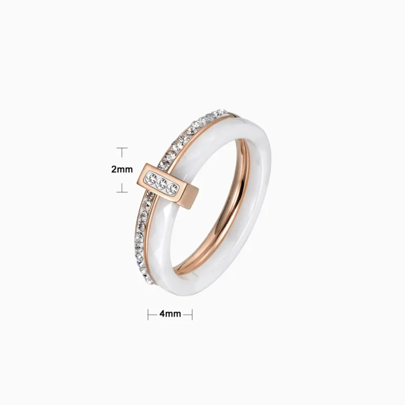 Anillo De Acero Doble Banda T Blanco