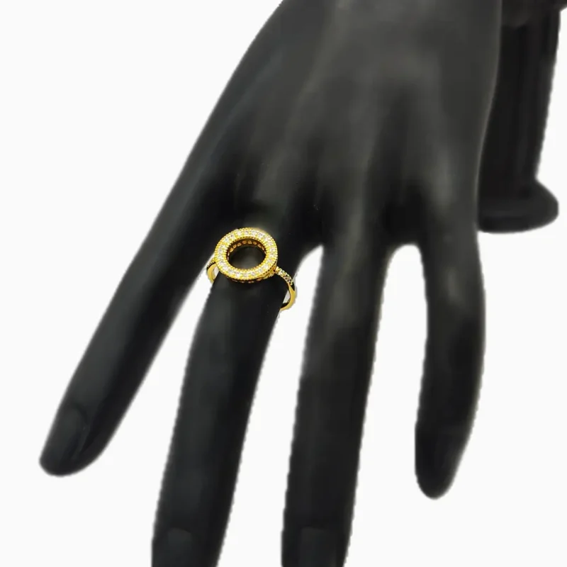 Anillo De Plata Circular Dorado Brillante