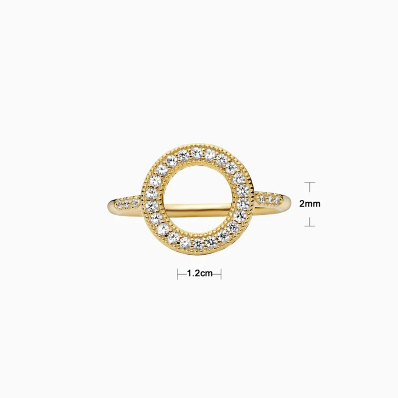 Anillo De Plata Circular Dorado Brillante