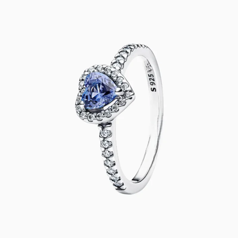 Anillo De Plata Corazón Superior Azul Claro