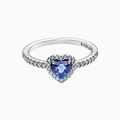 Anillo De Plata Corazón Superior Azul Claro