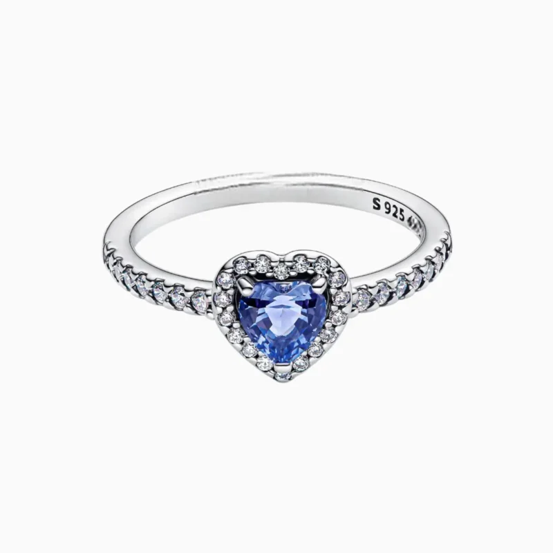Anillo De Plata Corazón Superior Azul Claro