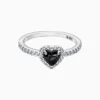 Anillo De Plata Corazón Superior Negro