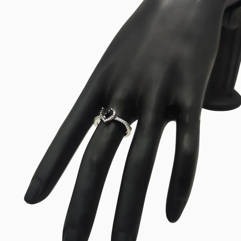 Anillo De Plata Corazón Superior Negro